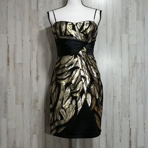 Aiden Mattox Black & Gold Metallic Dress